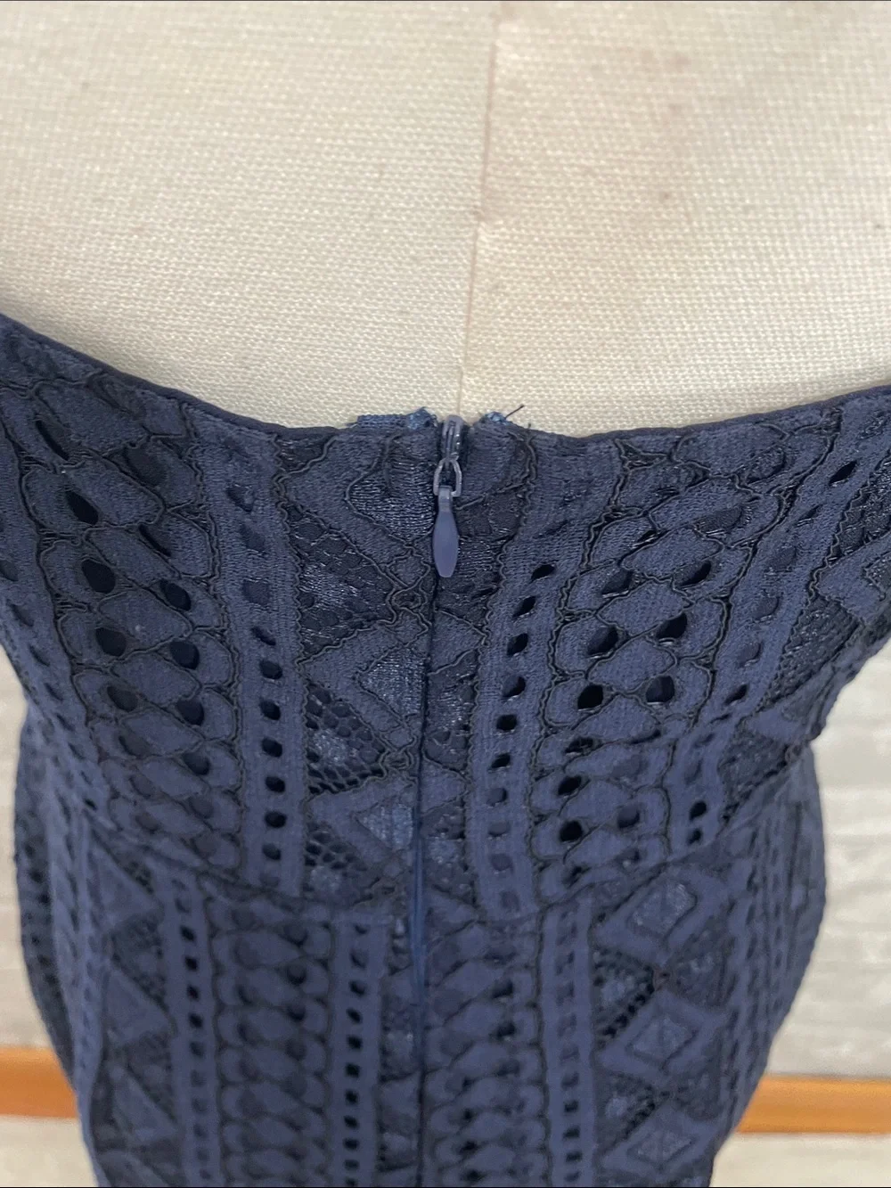 Storia Navy Lace Cutout Mini Dress